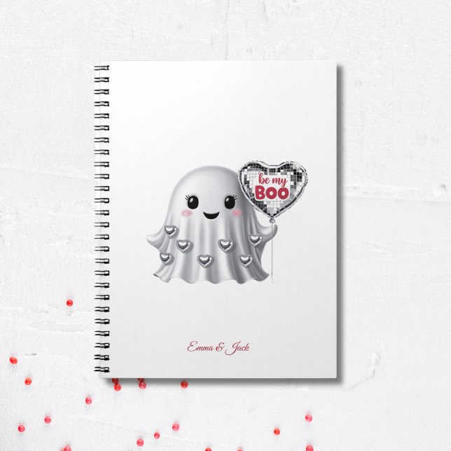 Niedliches Geisterromantisches Muster Notizblock (Romantic Valentine's Day Ghost Notebook)