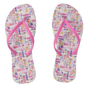 Niedliches Gekritzel-Maniküre-Muster Flip Flops