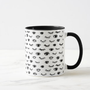 Niedliches Gekritzeleyelash-Muster Tasse