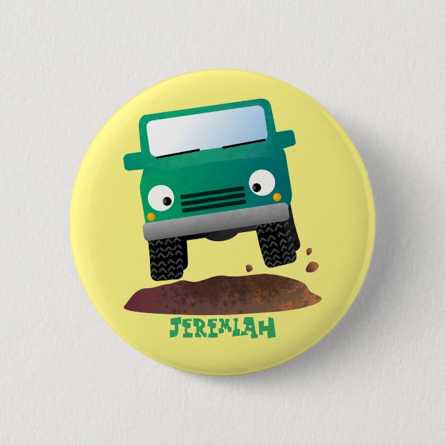 Niedliches Geländefahrzeug Cartoon Button (Vorderseite)