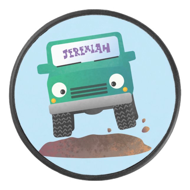 Niedliches Geländefahrzeug Cartoon Eishockey Puck (Vorderseite)