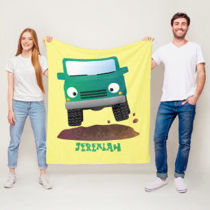 Niedliches Geländefahrzeug Cartoon Fleecedecke