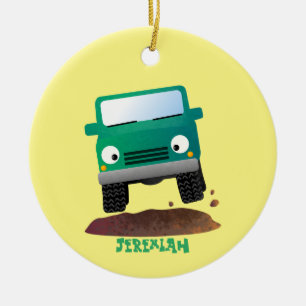 Niedliches Geländefahrzeug Cartoon Keramik Ornament