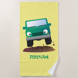 Niedliches Geländefahrzeug Cartoon Strandtuch