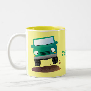 Niedliches Geländefahrzeug Cartoon Zweifarbige Tasse