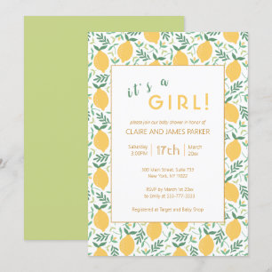 Niedliches Gelbblätterblatt   Baby Girl Shower Einladung