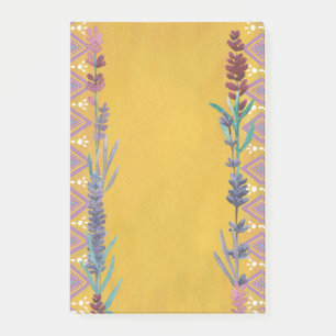 Niedliches gelbes Blumenmuster. Botanisch geometri Post-it Klebezettel