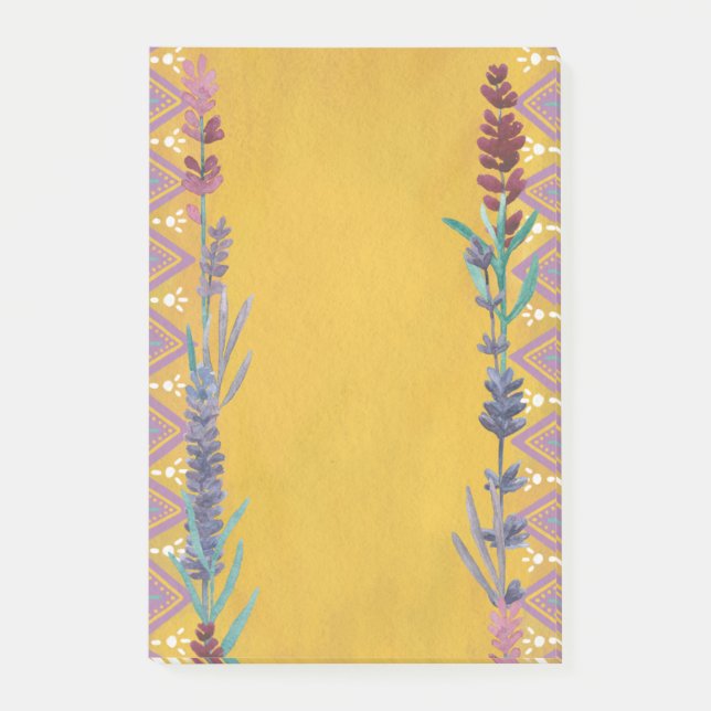 Niedliches gelbes Blumenmuster. Botanisch geometri Post-it Klebezettel (Vorderseite)