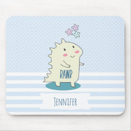 Niedliches Gelbes Dino mit glücklichen Sternen Mousepad