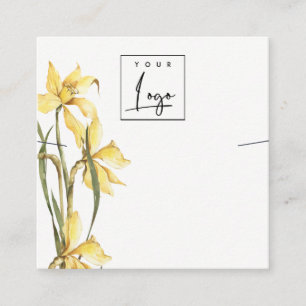Niedliches gelbes, florales Logo-Nekklace-Display Quadratische Visitenkarte