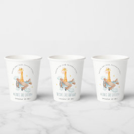 Niedliches Gelbes Flugzeug Giraffe Cloud Stars Geb Pappbecher