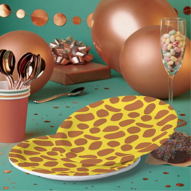 Niedliches gelbes Giraffenmuster Pappteller (Multi)