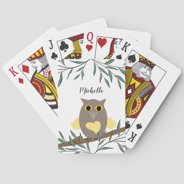 Niedliches gelbes Herzklopfen auf Personalisiertem Spielkarten (Rückseite)