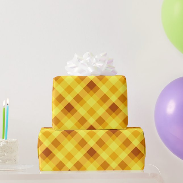 Niedliches, gelbes Kariertes Packpapier (Partygeschenke)