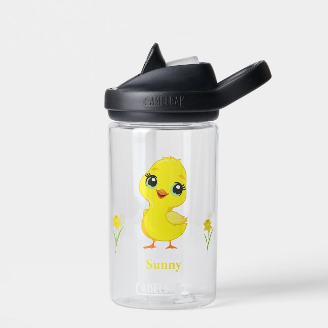 Niedliches Gelbes Küken und Blume Trinkflasche (Links)