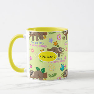 Niedliches gelbes Muster Funny Lazate Zitat floral Tasse