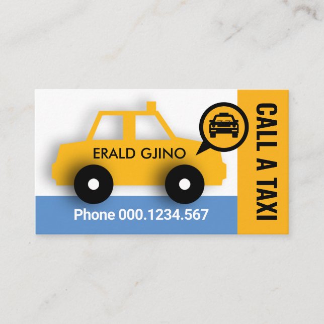 Niedliches Gelbes Taxi Visitenkarte (Vorderseite)