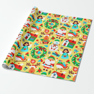 Niedliches gelbes Weihnachtsmuster Geschenkpapier