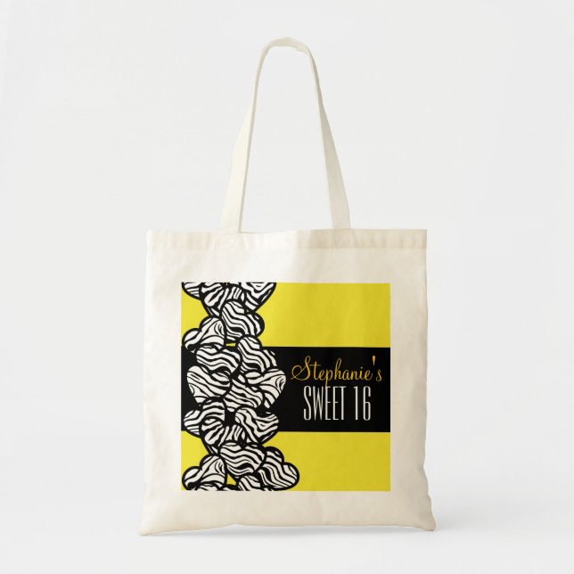 Niedliches gelbes Zebraherz Sweet 16 Birthday Tote Tragetasche (Vorne)
