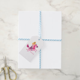 Niedliches Gelbhaariges Girl Reiten auf einem Einh Geschenkanhänger