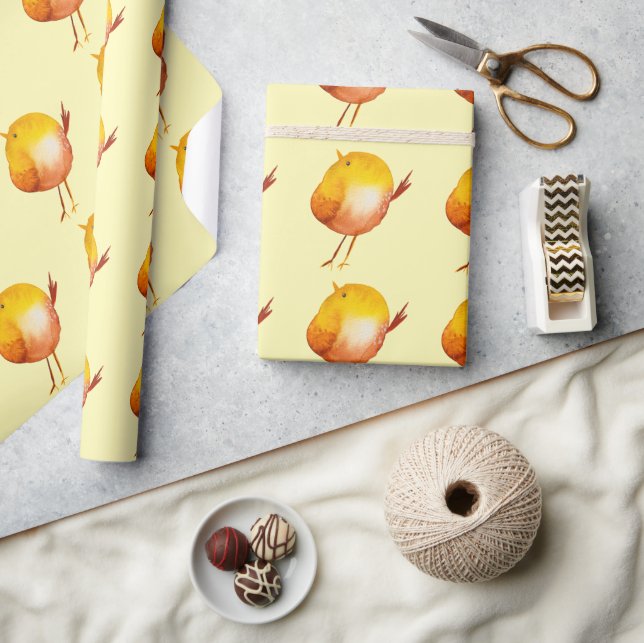 Niedliches Gelbvogelgeflecht Geschenkpapier (Kunsthandwerk)
