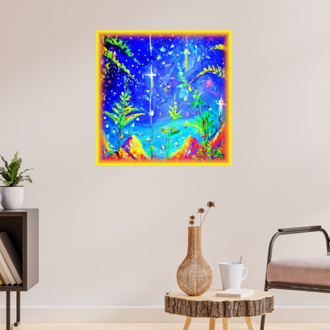 niedliches Gemälde "Starlit Dschungel". Jetzt kauf Poster (Wohnzimmer 3)