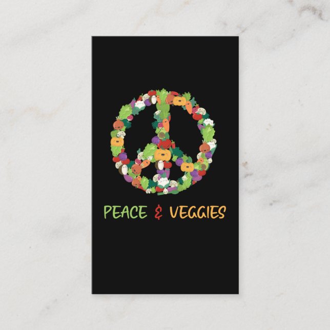 Niedliches Gemüse Pflanze Frieden Zeichen Veganer  Visitenkarte (Vorderseite)