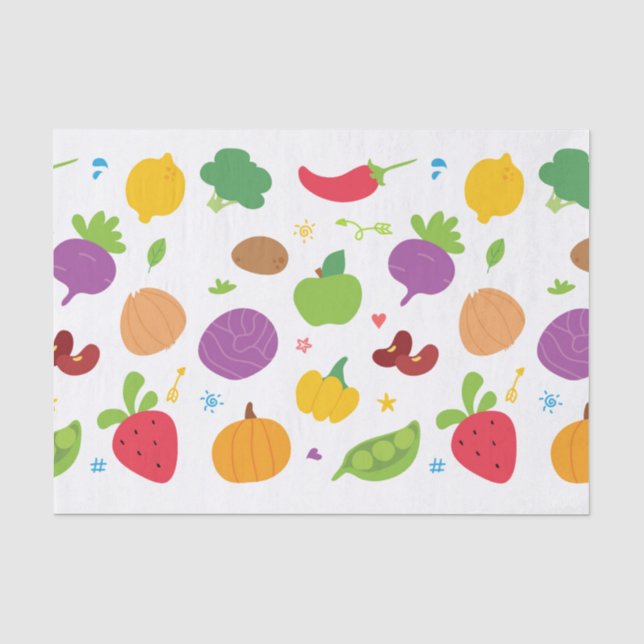 Niedliches Gemüse und Zeichnend Obst Seidenpapier (Vorderseite)