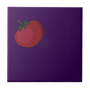 Niedliches Gemüsemuster Tomate lila Fliese