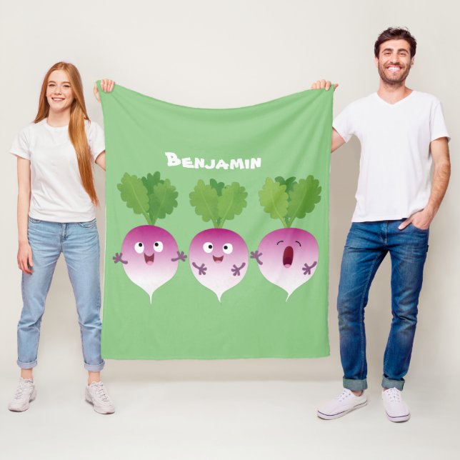 Niedliches Gemüsetrio mit Cartoon Fleecedecke (Beispiel)