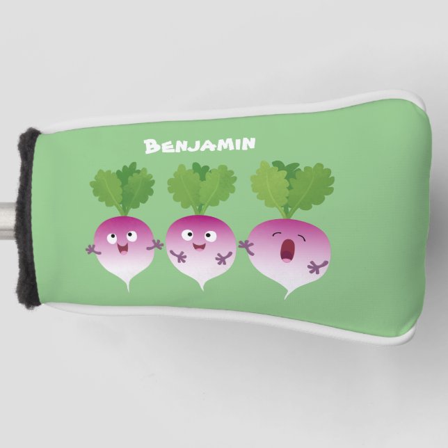 Niedliches Gemüsetrio mit Cartoon Golf Headcover (Vorderseite)