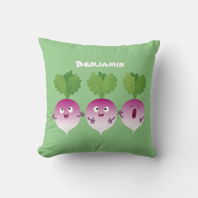 Niedliches Gemüsetrio mit Cartoon Kissen (Vorderseite)