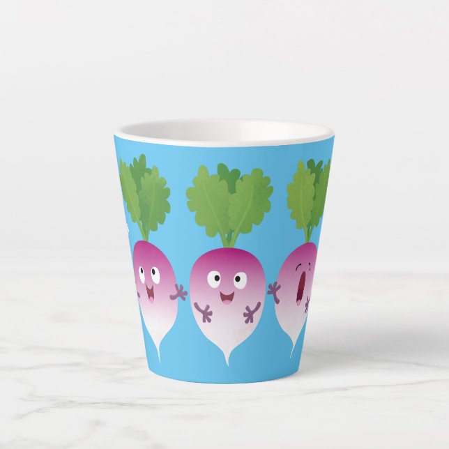 Niedliches Gemüsetrio mit Cartoon Milchtasse (Vorderseite)