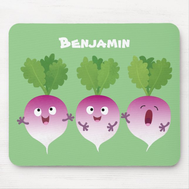 Niedliches Gemüsetrio mit Cartoon Mousepad (Vorne)