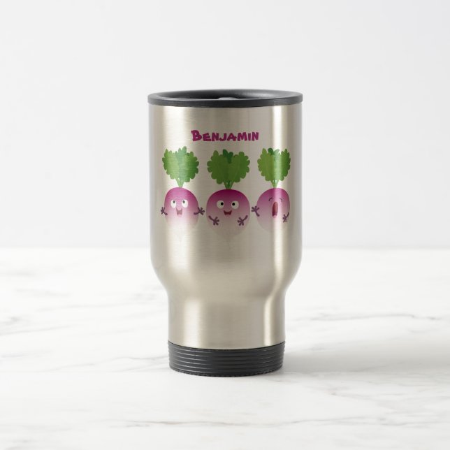 Niedliches Gemüsetrio mit Cartoon Reisebecher (Mittel)