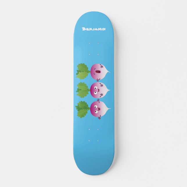 Niedliches Gemüsetrio mit Cartoon Skateboard (Vorne)