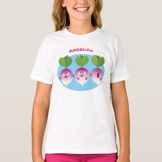 Niedliches Gemüsetrio mit Cartoon T-Shirt (Vorderseite)