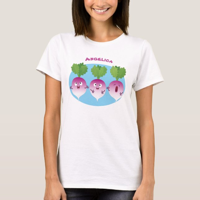 Niedliches Gemüsetrio mit Cartoon T-Shirt (Vorderseite)
