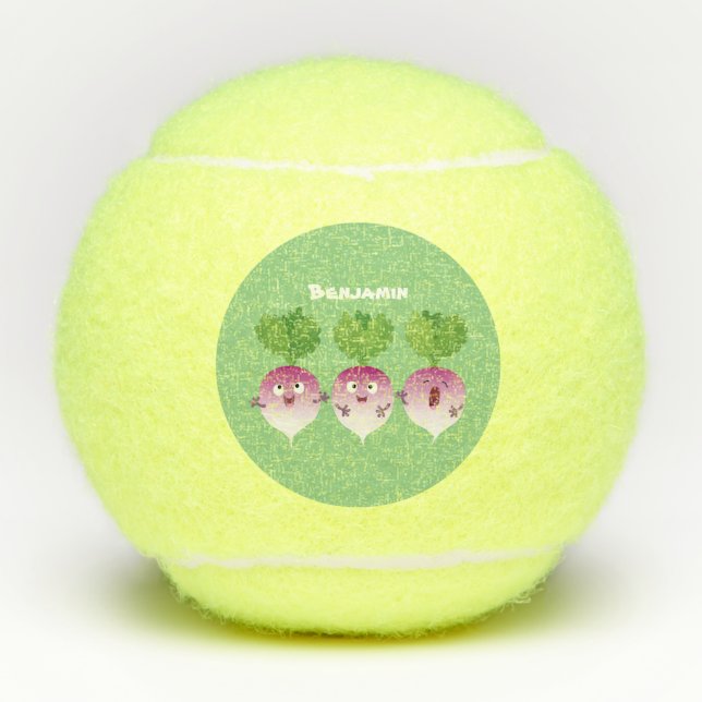 Niedliches Gemüsetrio mit Cartoon Tennisbälle (Vorderseite)
