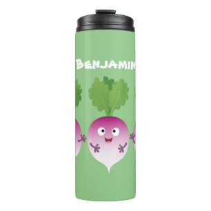 Niedliches Gemüsetrio mit Cartoon Thermosbecher