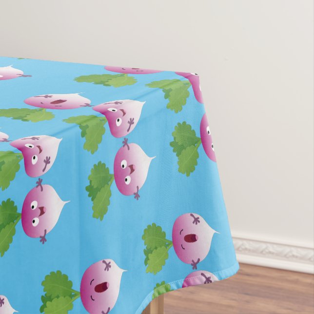 Niedliches Gemüsetrio mit Cartoon Tischdecke (Beispiel)