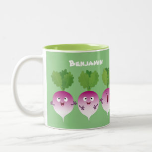 Niedliches Gemüsetrio mit Cartoon Zweifarbige Tasse
