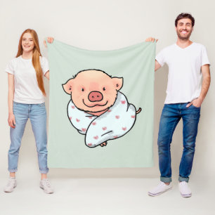 Niedliches, gemütliches Cartoon-Schwein in eine De Fleecedecke