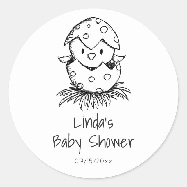 Niedliches Gender Neutral Bird Baby Dusche Runder Aufkleber (Vorderseite)