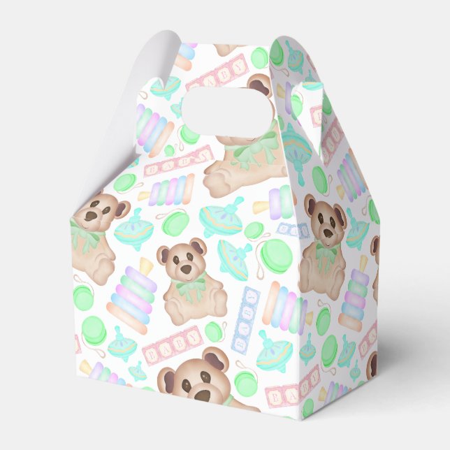 Niedliches Gender Neutral Teddy Bear Baby Geschenkschachtel (Vorderseite)