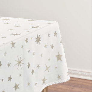 Niedliches Gender Neutral White Silver Star Elegan Tischdecke