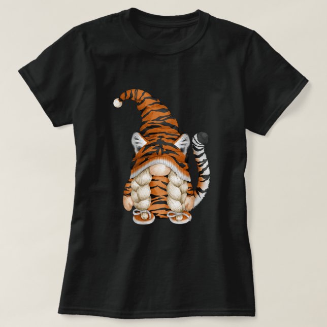 Niedliches Genom in Tigerkostüme und Tiger-Mama. p T-Shirt (Design vorne)