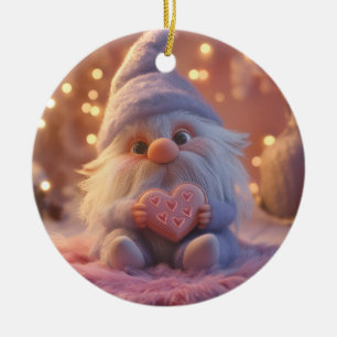 Niedliches Genom mit Herz: Valentinstag-Design Keramik Ornament