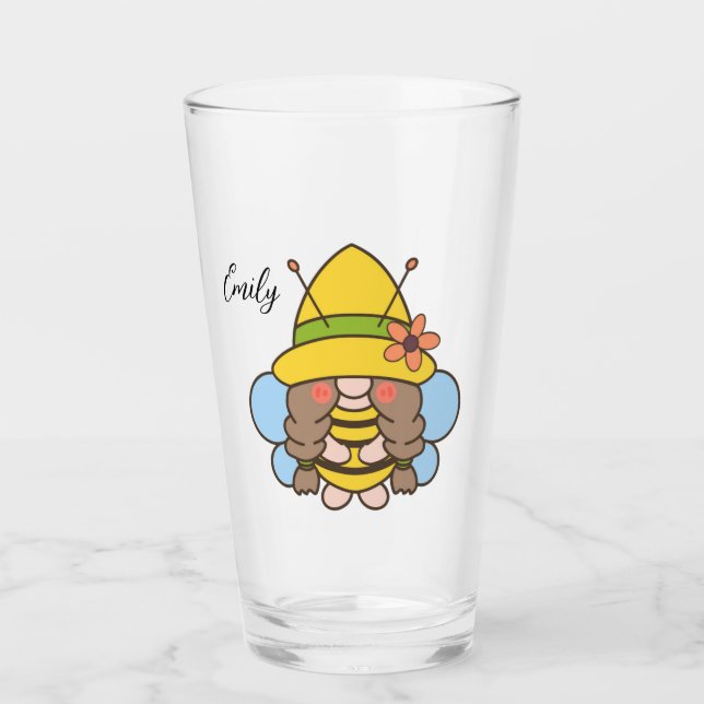 Niedliches Genom mit Sonnenblumenglas Glas (Vorderseite)