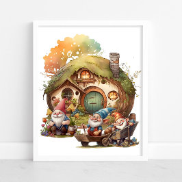 Niedliches Genom, Pilz und glückliches Haus Poster